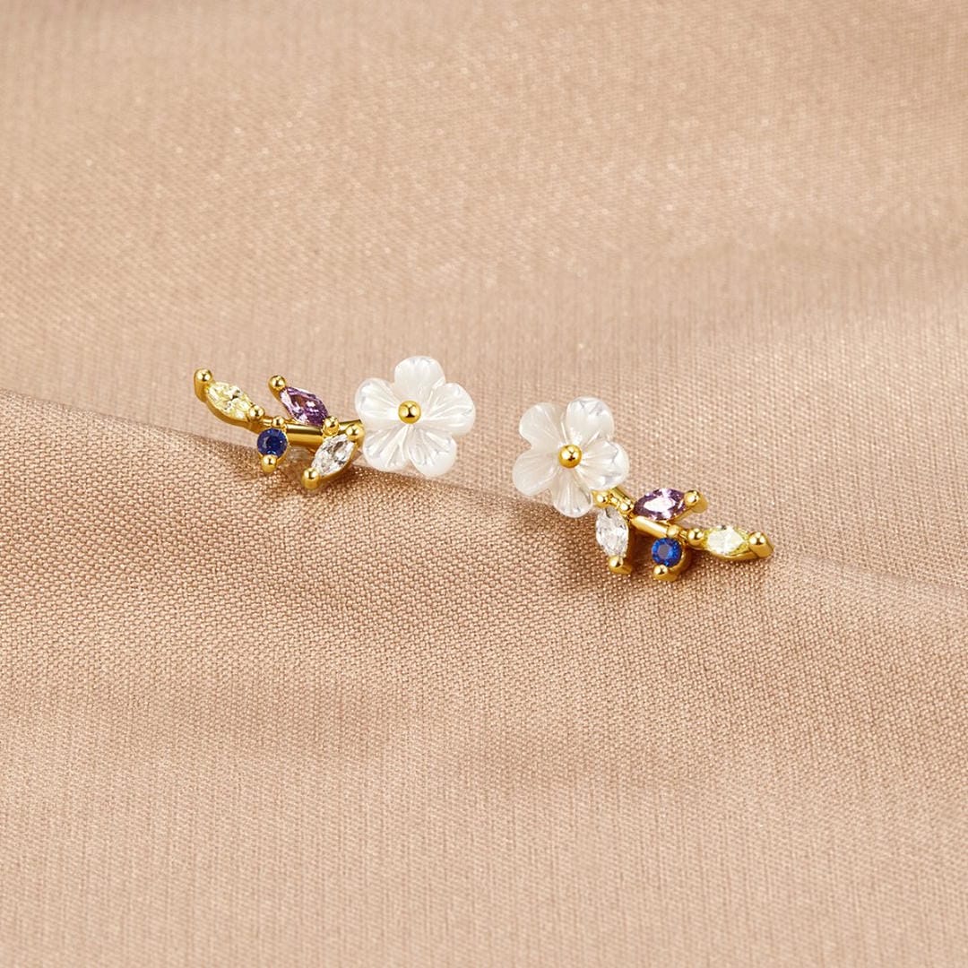 Pendientes Blossom de cristal blanco