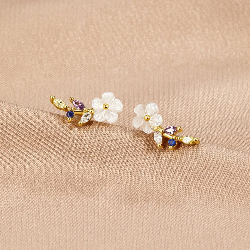 Pendientes Blossom de cristal blanco