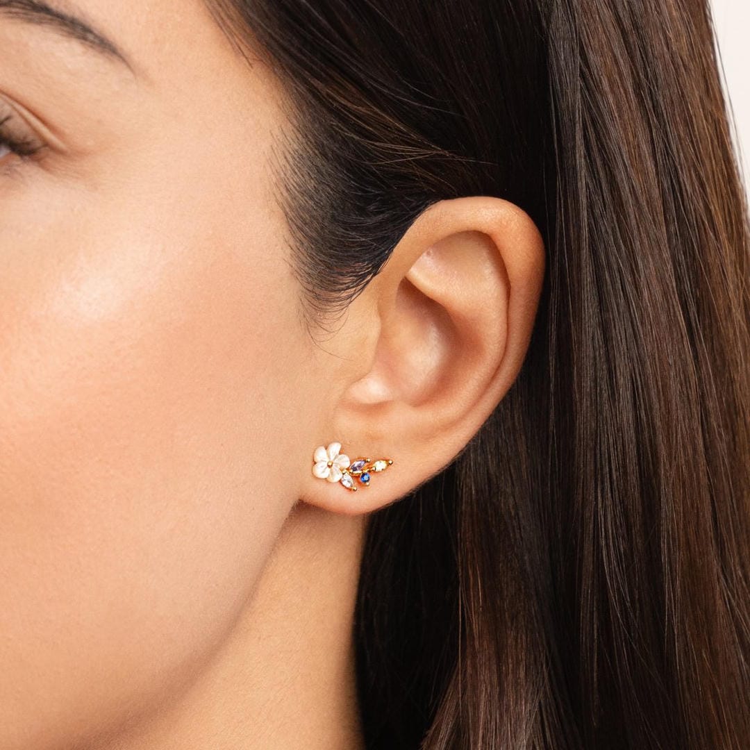 Pendientes Blossom de cristal blanco – imagen 2
