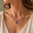 Collar majestuoso con colgante de corazón de amatista