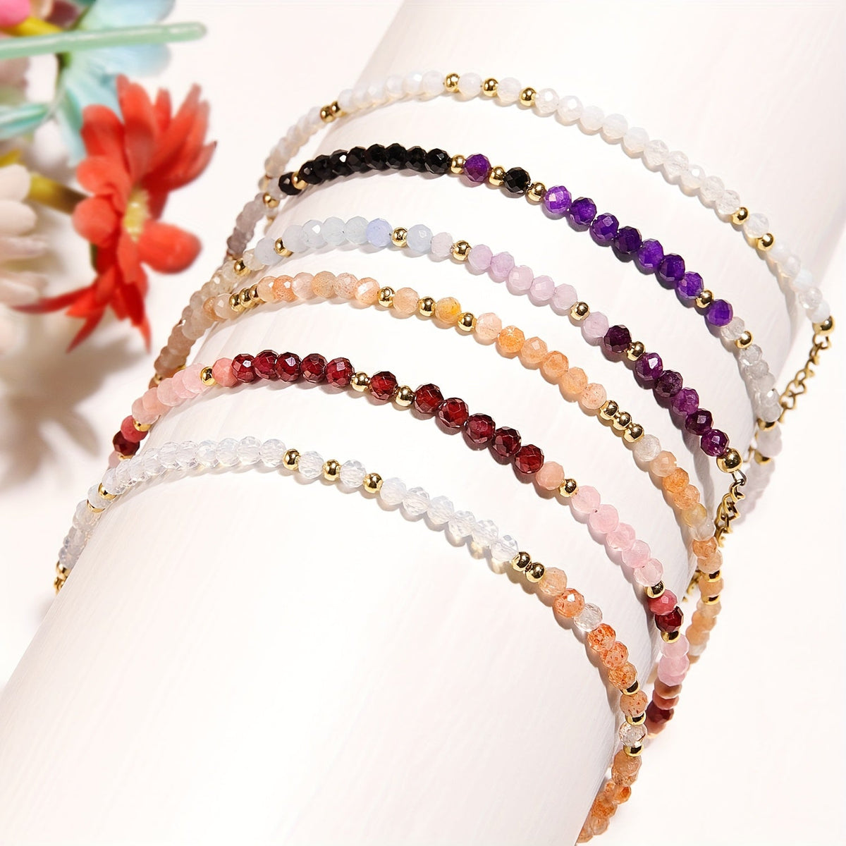 Pulsera de piedra lunar y piedra solar natural – imagen 6