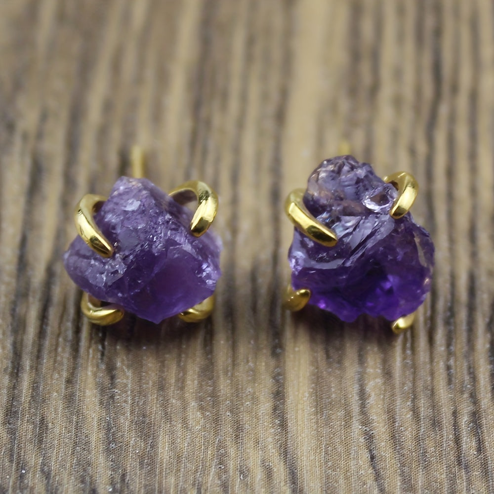 Pendientes irregulares de mineral con garra de cuatro puntas – imagen 3