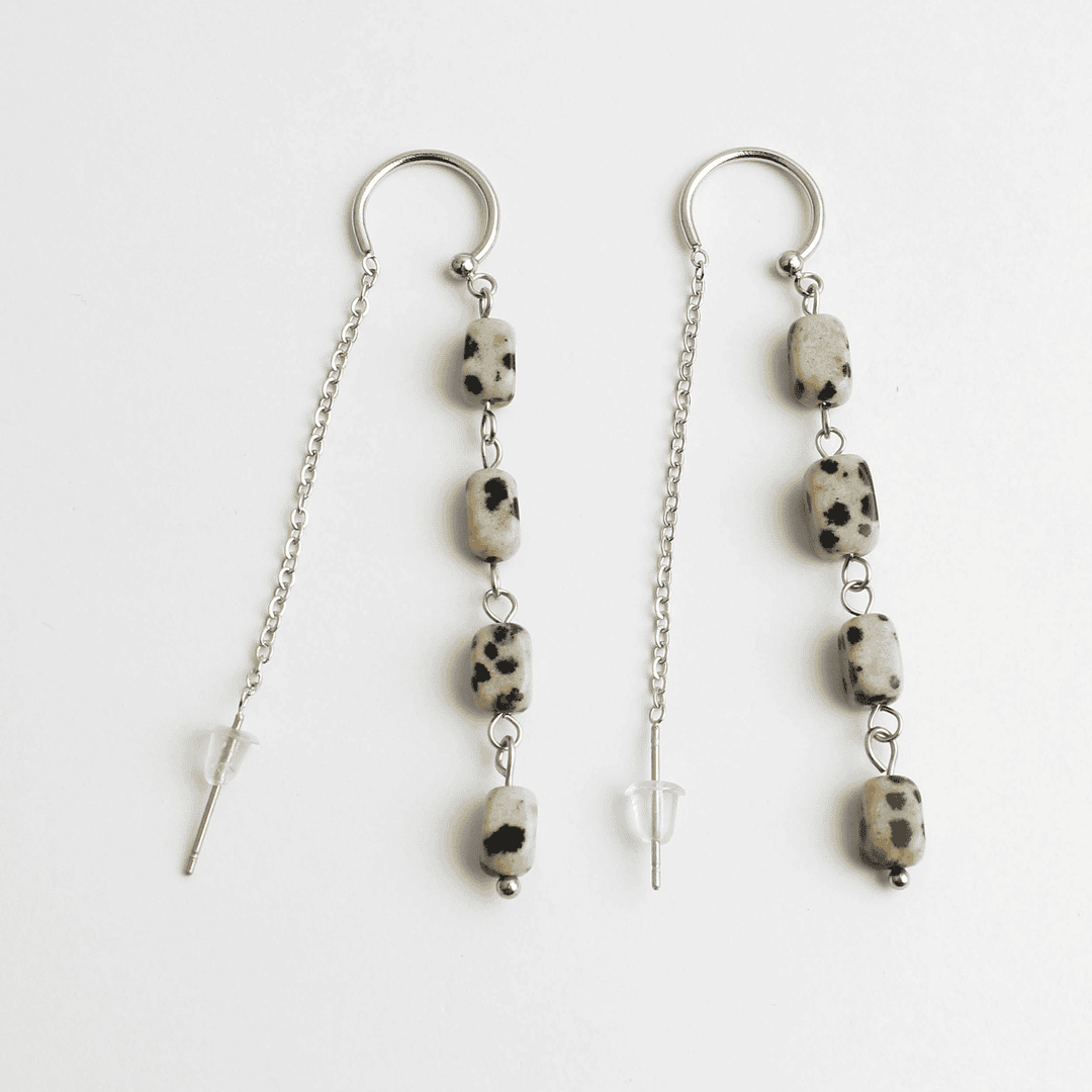 Pendientes largos de piedra moteada – imagen 2