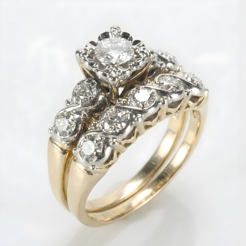 Anillo clásico floral de circonita
