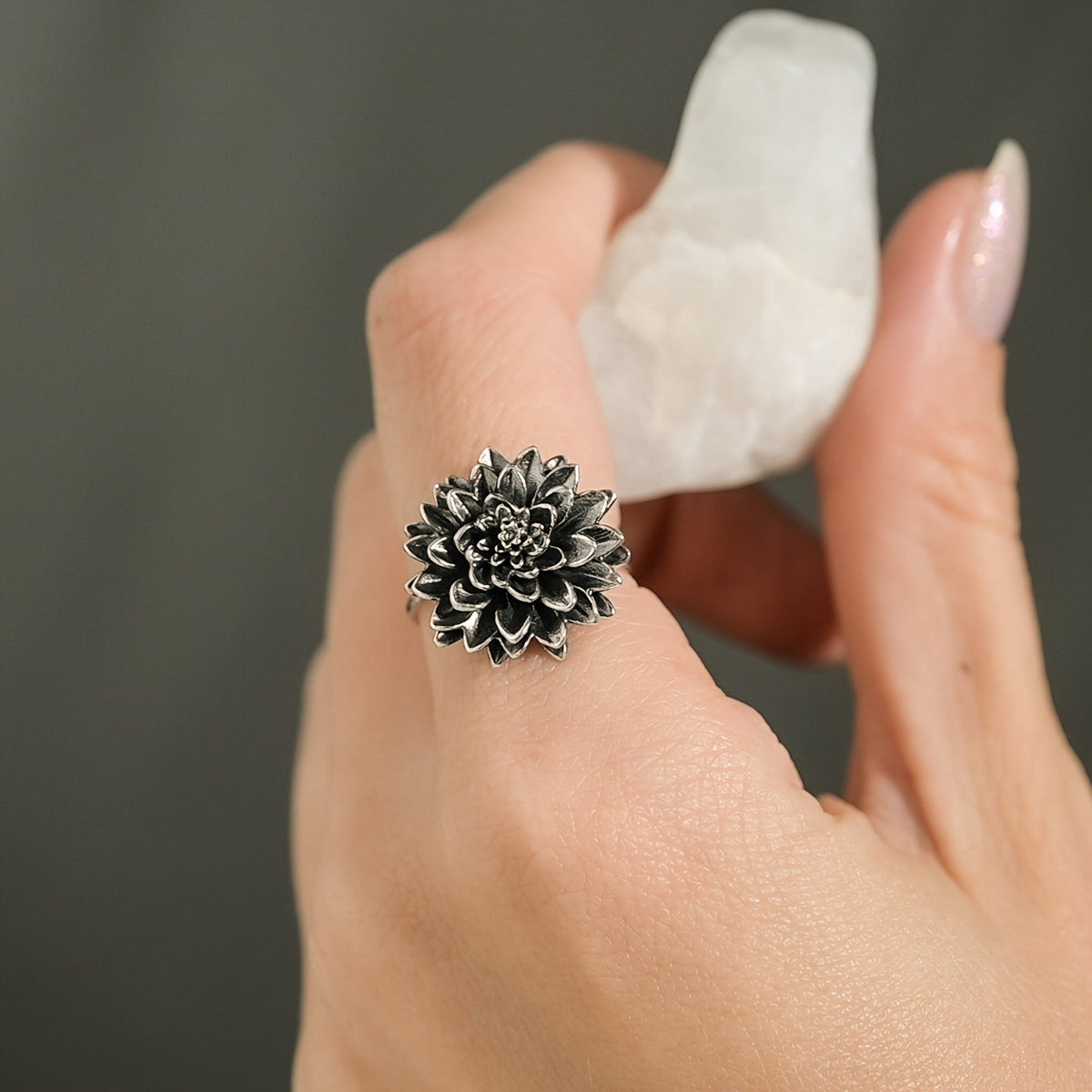 Anillo vintage de loto de lujo
