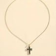 Colgante de cruz esmeralda con collar dorado – imagen 2