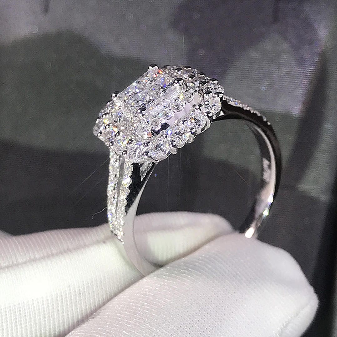 Anillo de boda de circonita de forma cuadrada – imagen 3