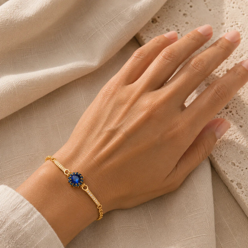 Pulsera prestigiosa de circonita azul cristal
