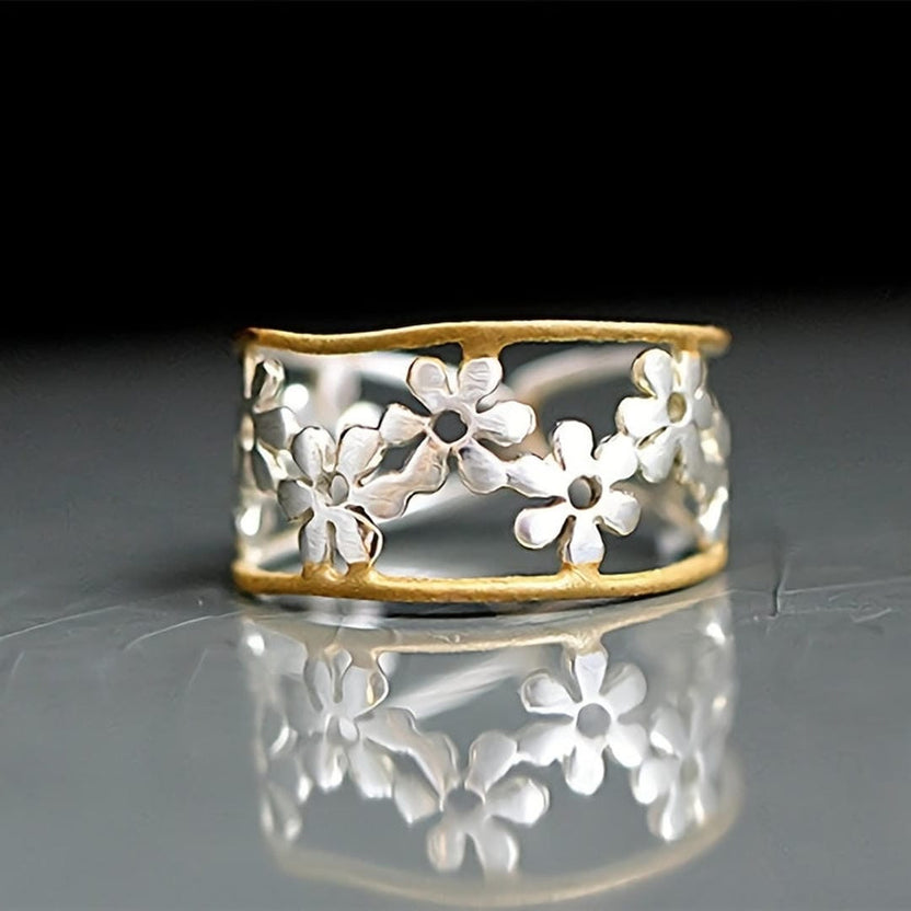 Anillo ajustable de margarita esmaltada