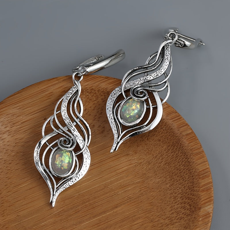 Pendientes delicados de gota de ópalo azul – imagen 2