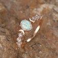 Anillo luna creciente de ópalo | Oro rosa