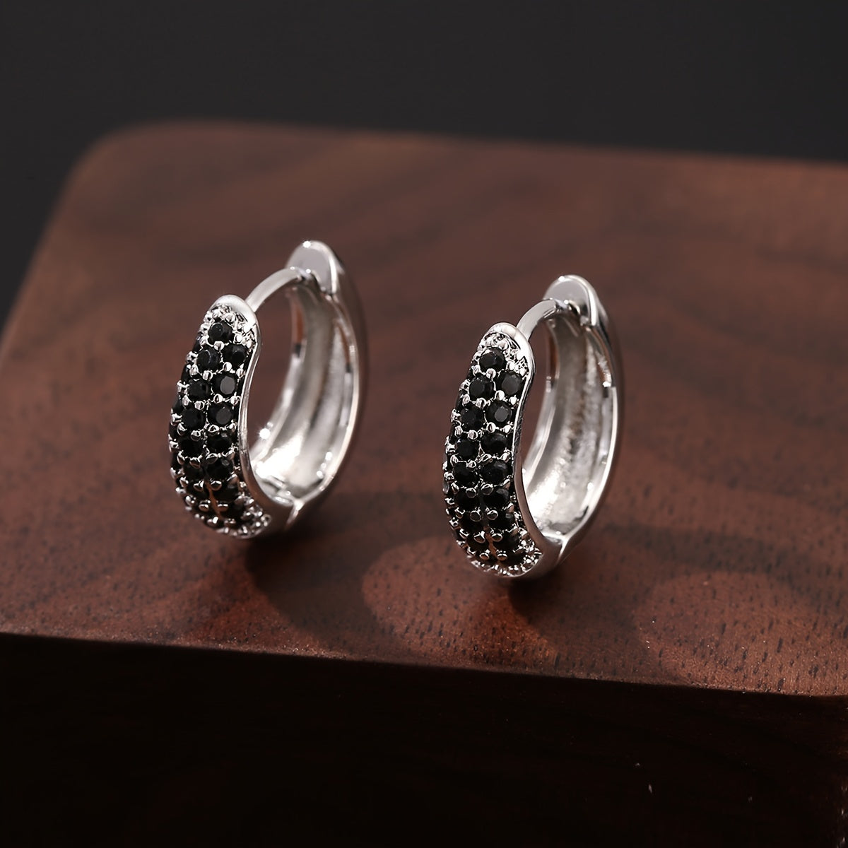 Pendientes geométricos vintage de ónice – imagen 3
