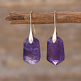 Pendientes artesanales de cuarzo facetado en gota – imagen 4
