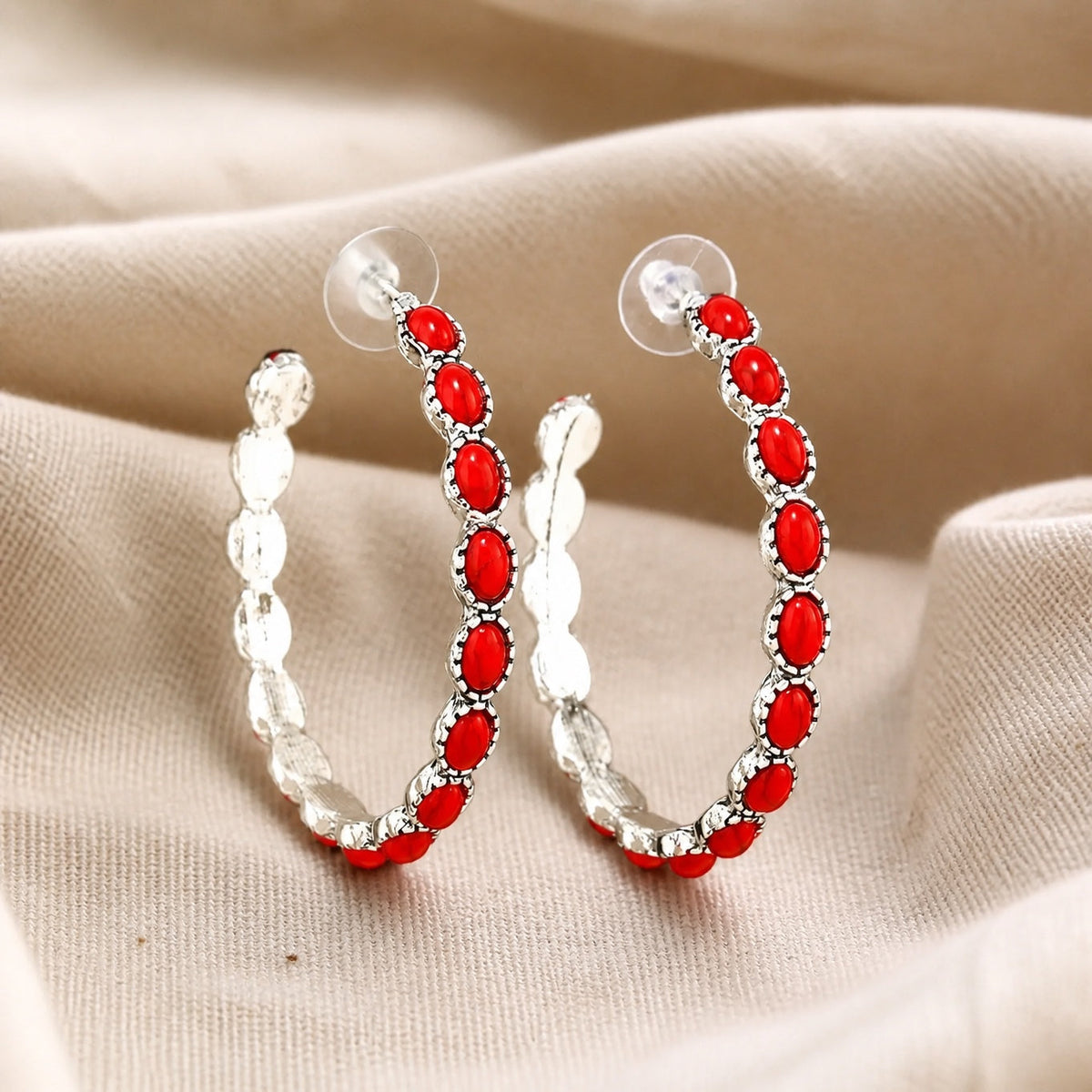 Pendientes de aro plateados elegantes – imagen 3