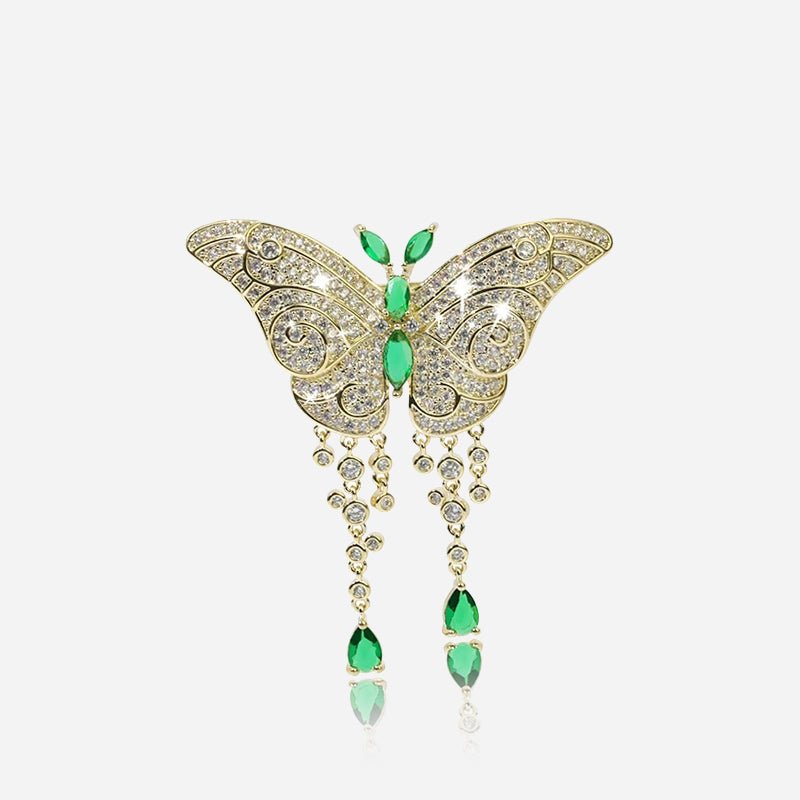 Broche mariposa esmeralda