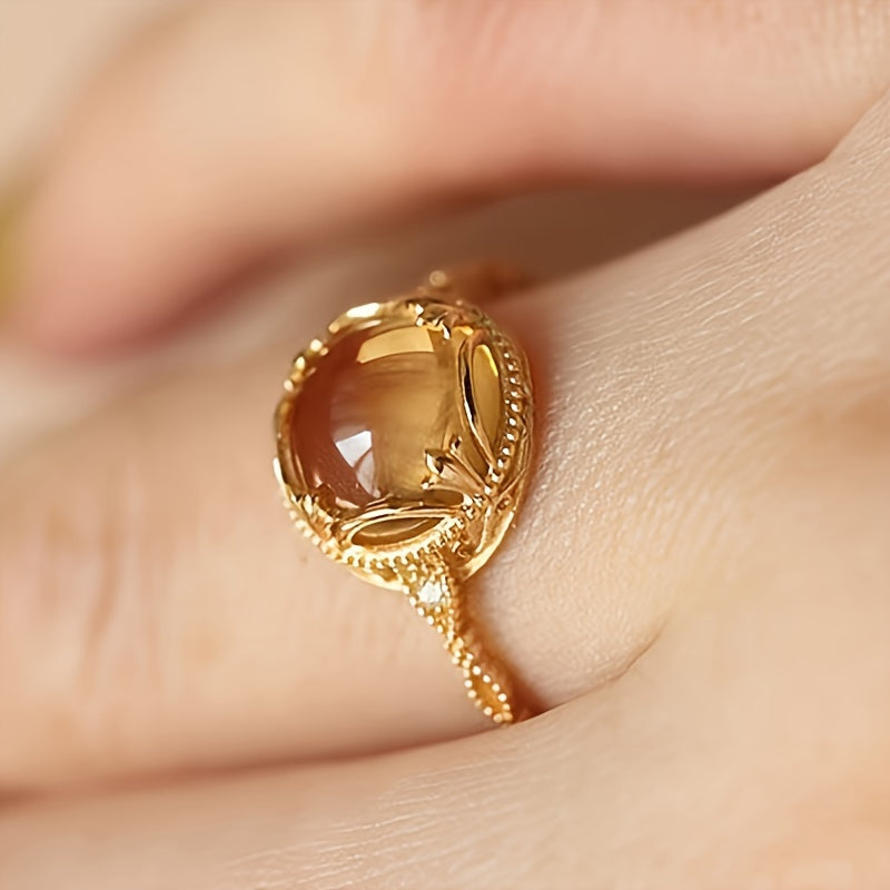 Anillo vintage de citrino dorado – imagen 2