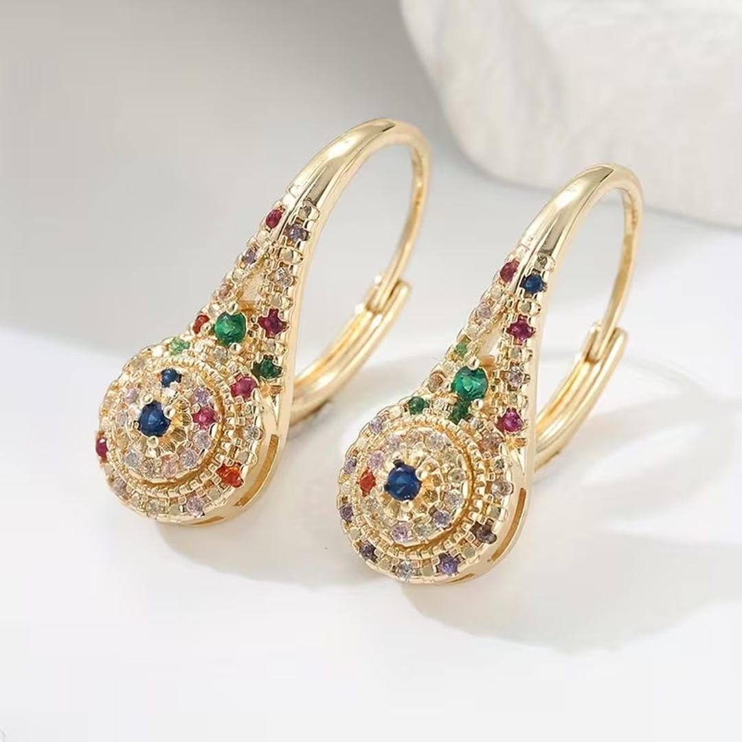 Pendientes elegantes multicolor con destellos – imagen 2