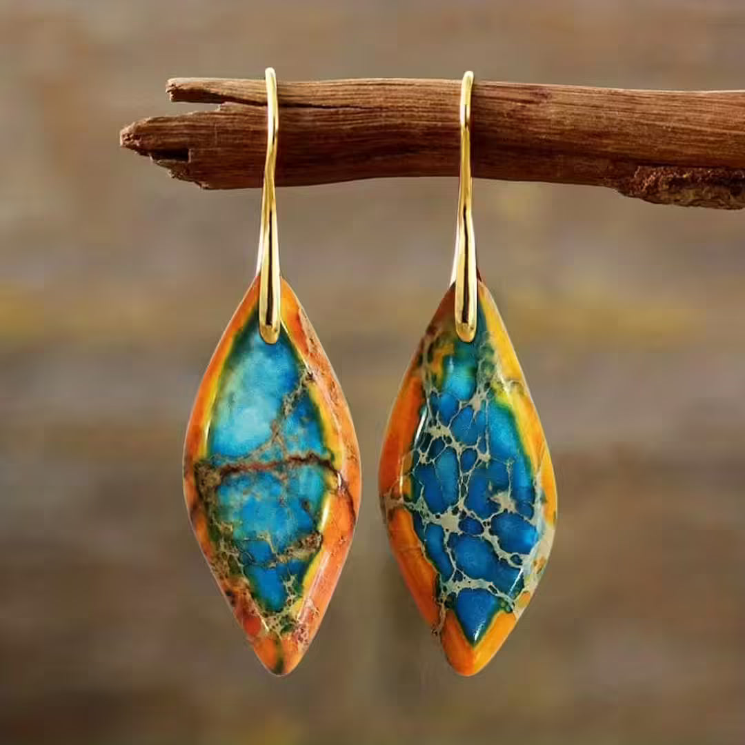 Pendientes bohemios de piedra natural lava