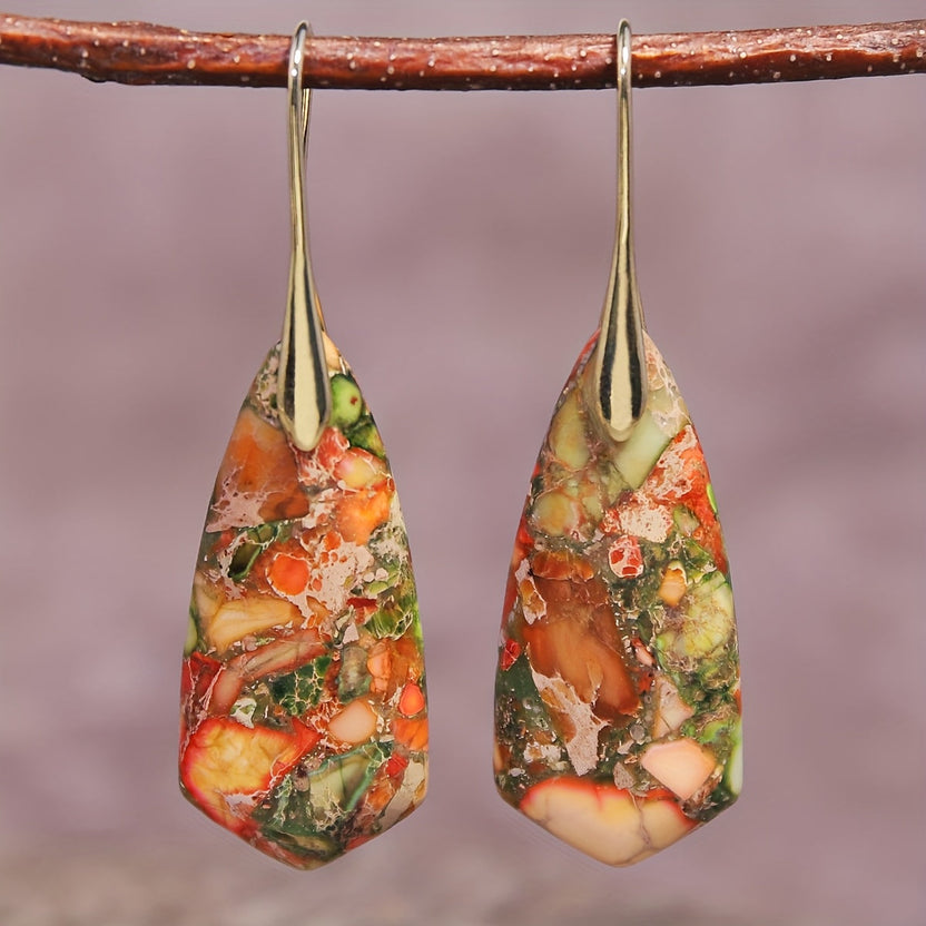 Pendientes boho florales naranjas y verdes