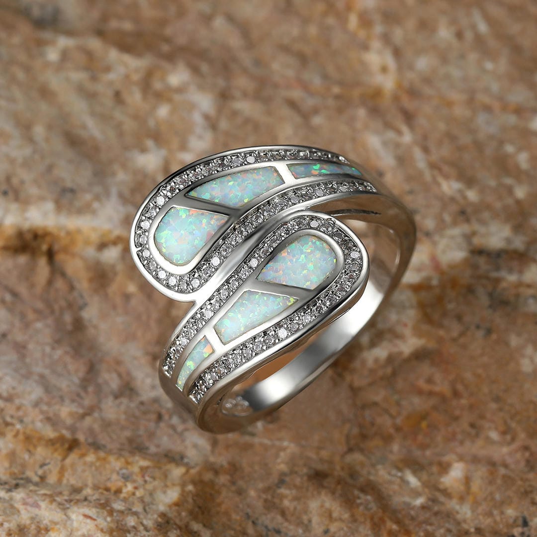 Anillo de circonita con incrustaciones de ópalo – imagen 3