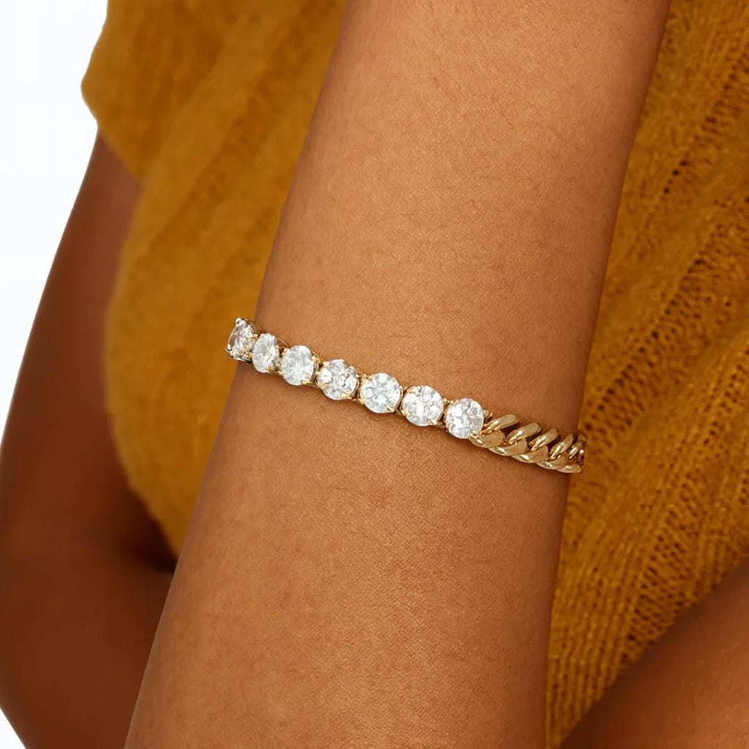 Pulsera moderna dorada de eslabones con cristales – imagen 3