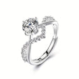 Anillo de promesa solitario de cristal con corona – imagen 3