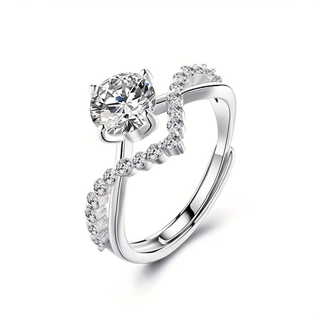 Anillo de promesa solitario de cristal con corona – imagen 3