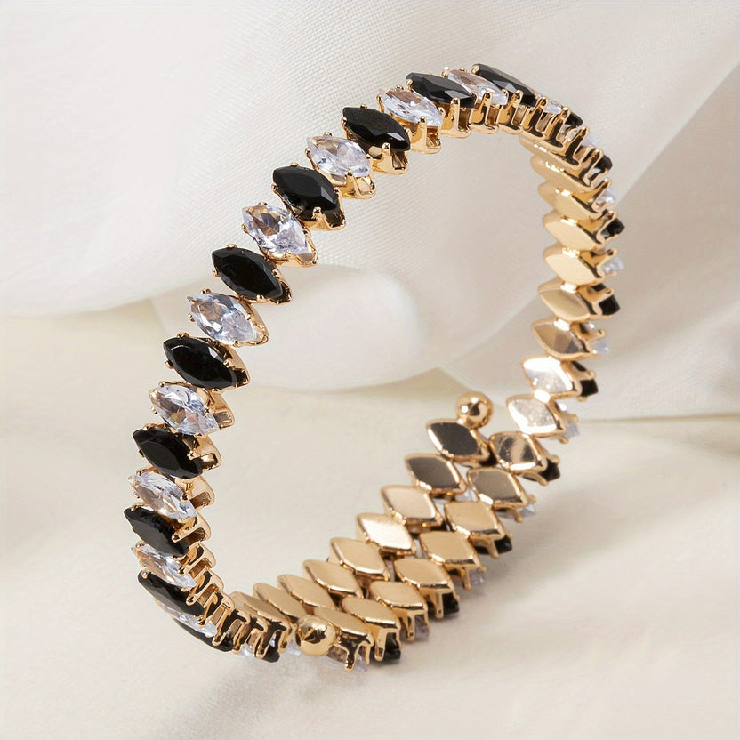 Pulsera de circonita marquesa con ónice