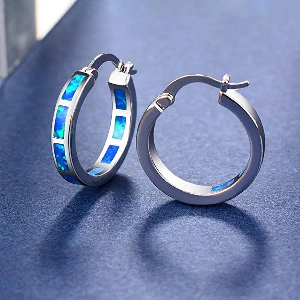 Pendientes circulares de ópalo azul