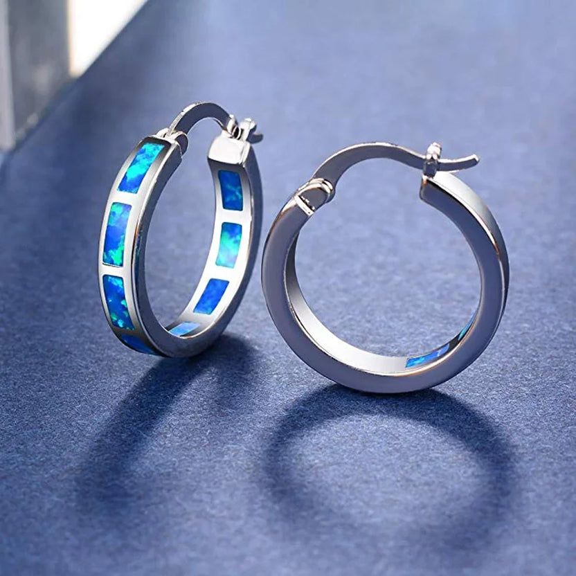 Pendientes circulares de ópalo azul