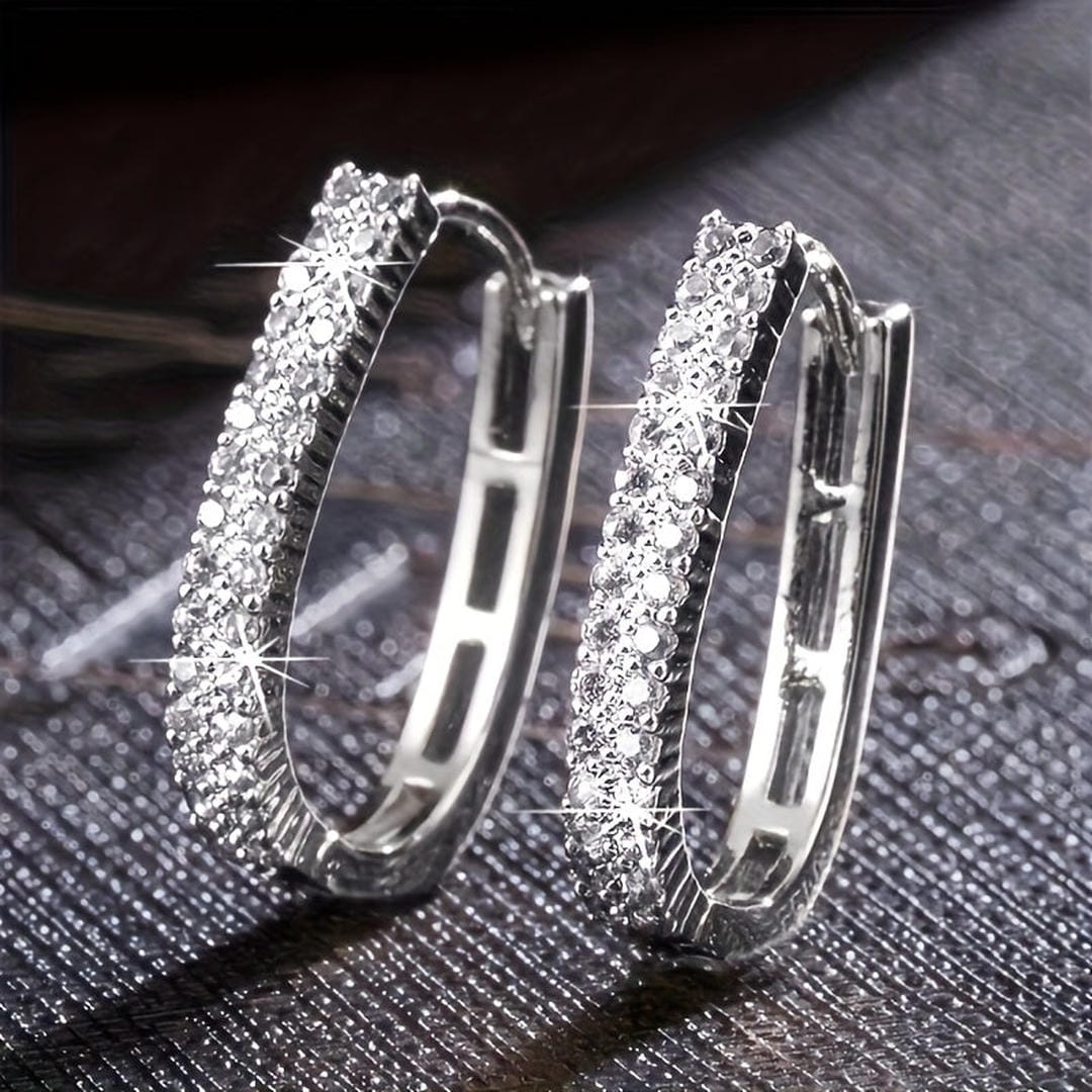 Pendientes circulares elegantes de circonita – imagen 4