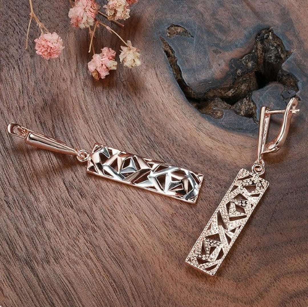 Pendientes colgantes de barra texturizada – imagen 2