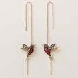 Pendientes de colibrí con esmalte y circonita