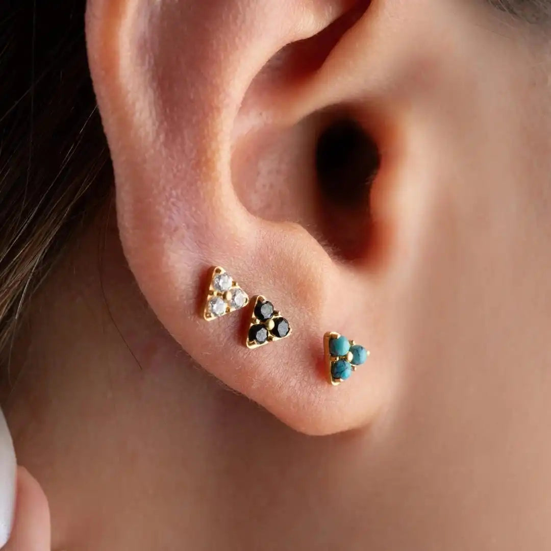 Trío de micro pendientes de turquesa – imagen 2