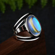 Anillo statement de plata con piedra lunar ovalada – imagen 2