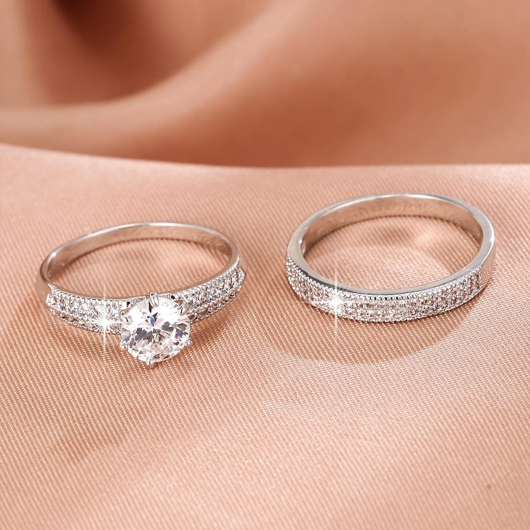 Set de anillos con pavé redondo – imagen 2