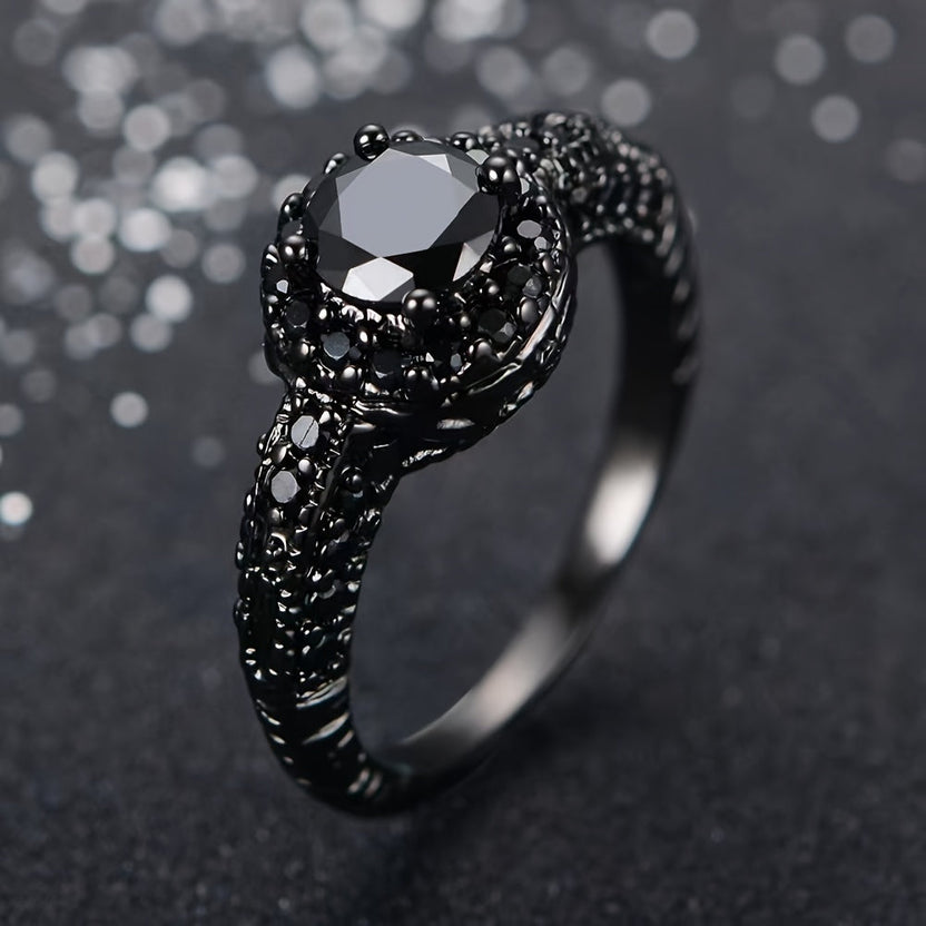 Anillo de eternidad de circonita negro vintage
