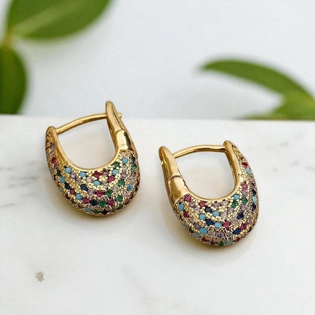 Pendientes con estilo de cristal multicolor con incrustaciones — Carmen, Lucía & Rocío