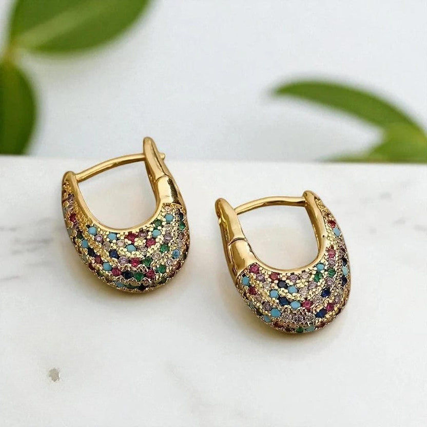 Pendientes chic de cristal multicolor con incrustaciones