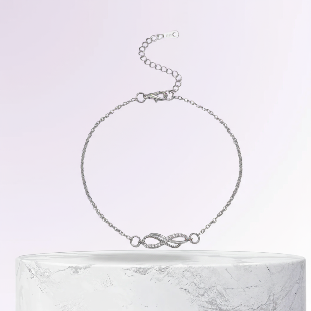 Tobillera de plata con dije infinito delicado – imagen 2
