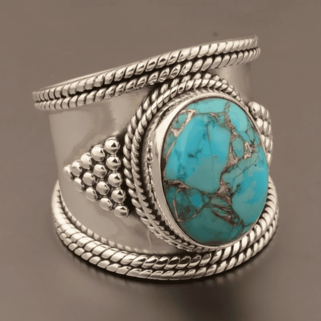 Anillo estilo retro turquesa