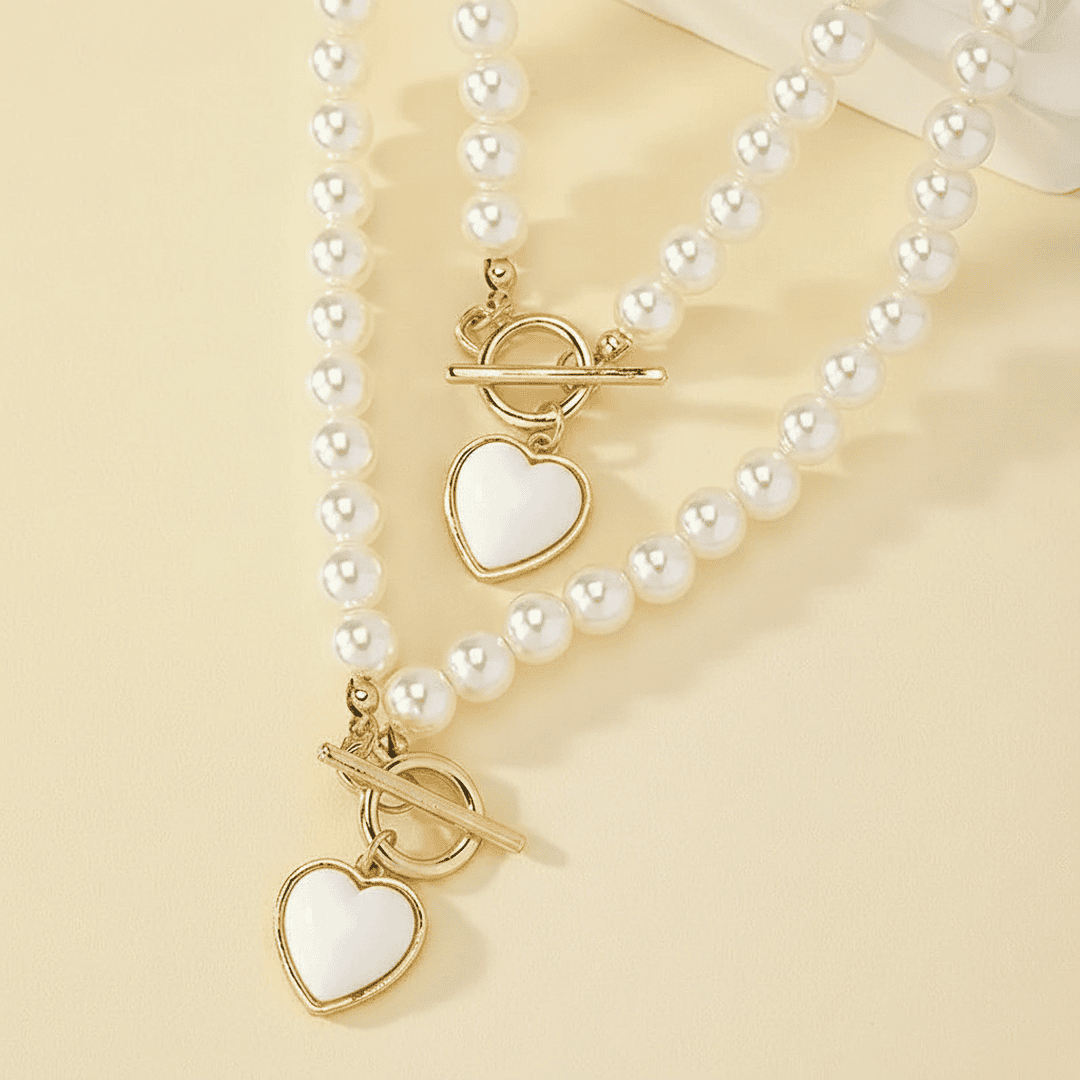 Conjunto de colgante corazón y pulsera de cuentas — Carmen, Lucía & Rocío