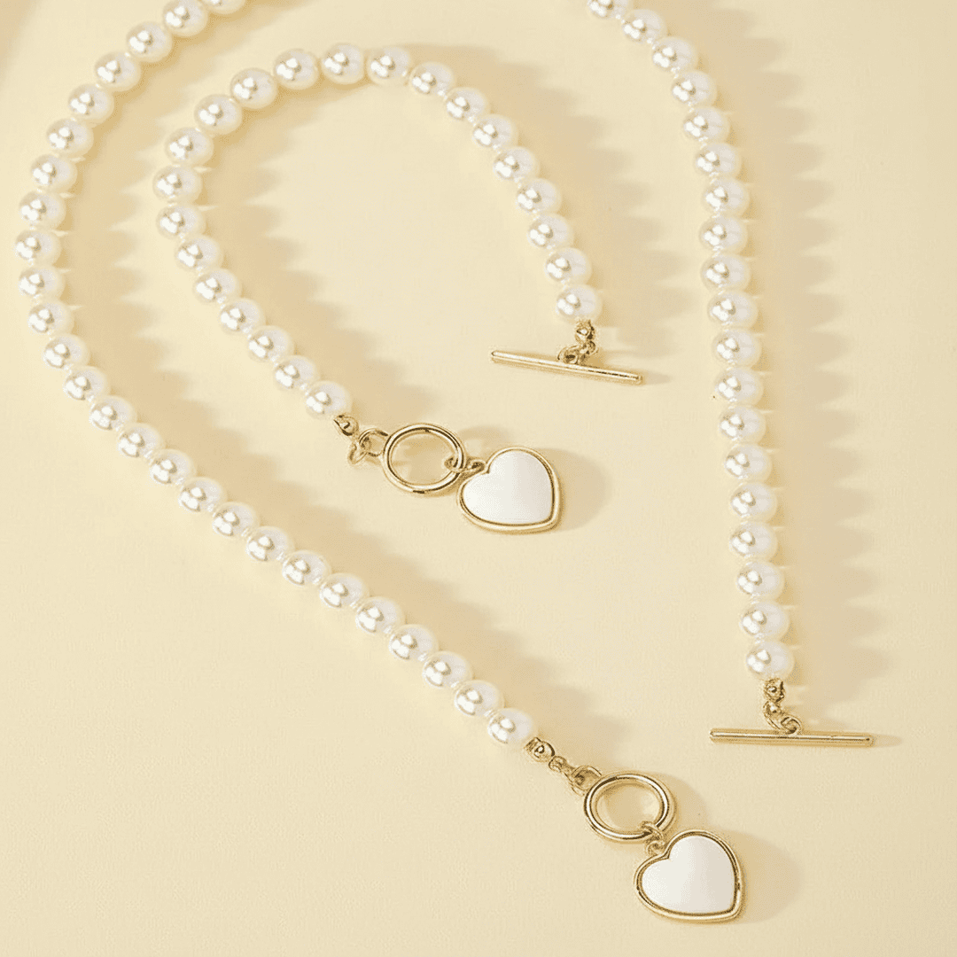 Conjunto de colgante corazón y pulsera de cuentas — Carmen, Lucía & Rocío