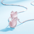 Encantador collar de piedra rosa en forma de gato con circonita – imagen 3