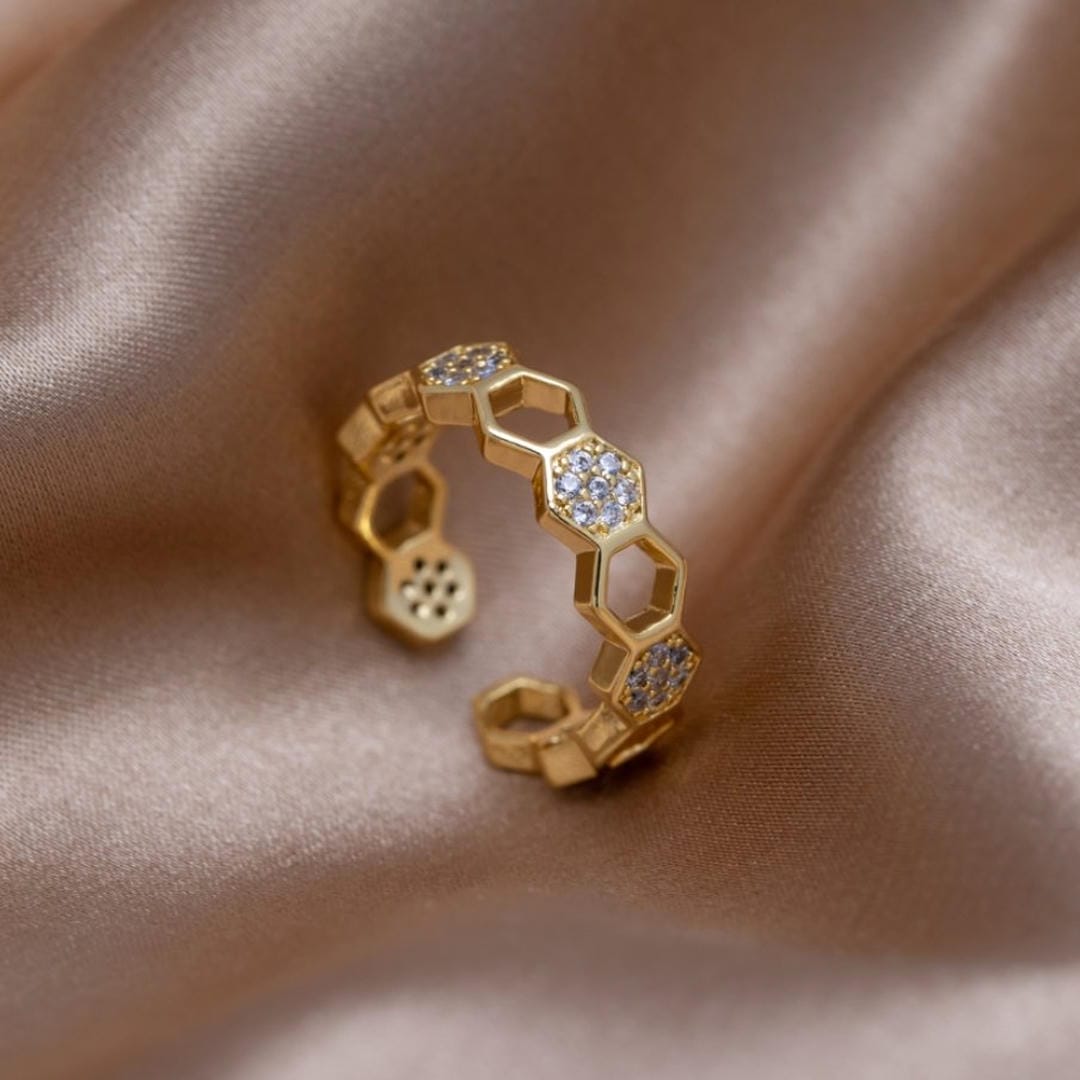 Anillo ajustable Destello de panal — Carmen, Lucía & Rocío