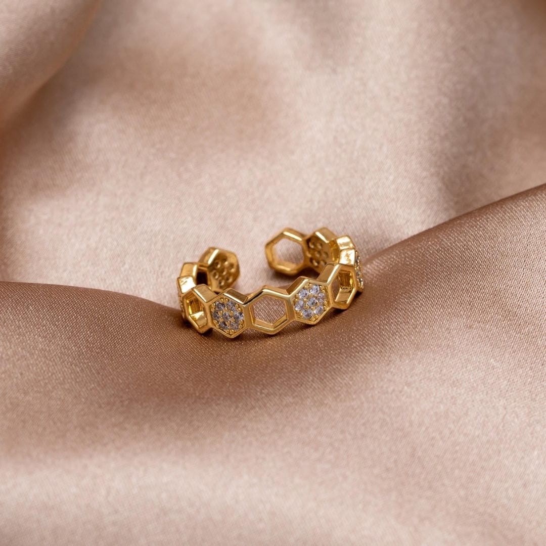 Anillo ajustable Destello de panal — Carmen, Lucía & Rocío