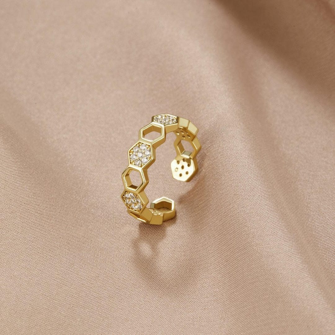 Anillo ajustable Destello de panal — Carmen, Lucía & Rocío