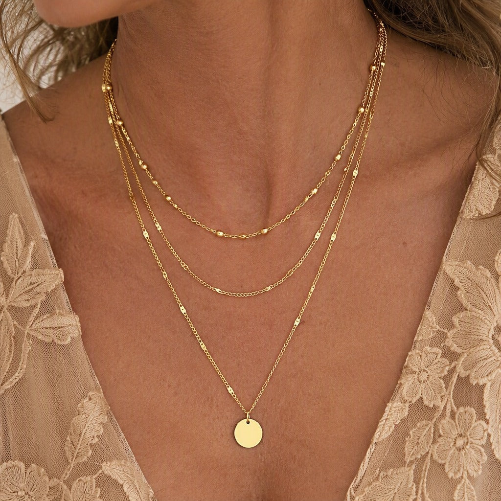 Collar Celeste de triple capa