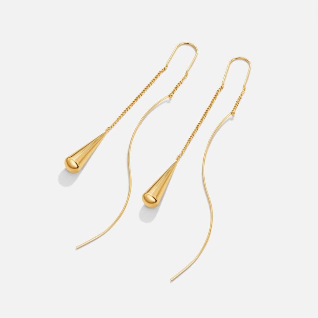 Pendientes dorados de borla en forma de gota – imagen 3