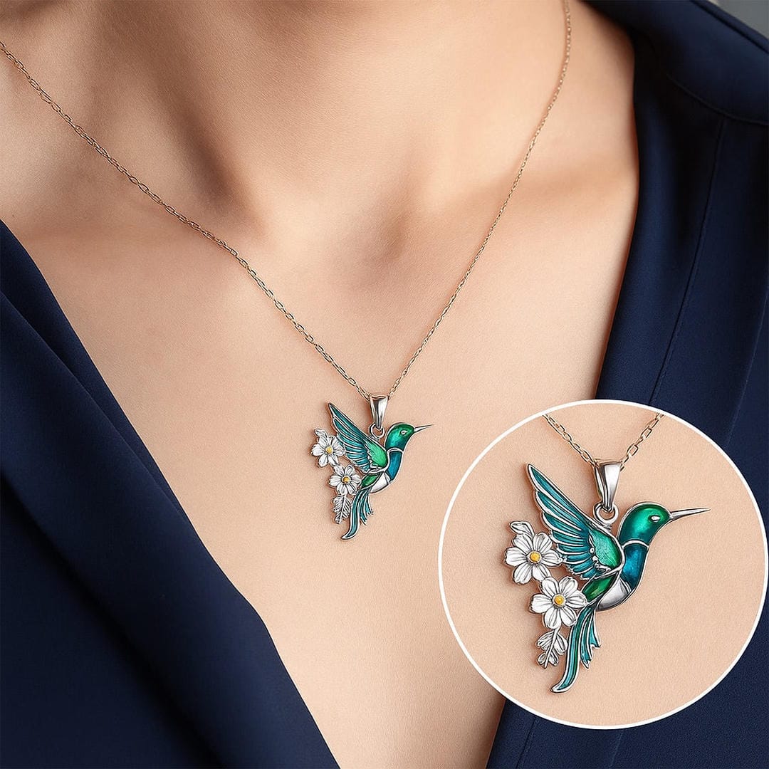 Hermoso collar colibrí con pendientes a juego – imagen 4